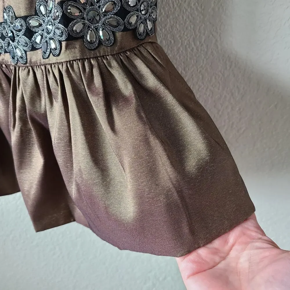 Vintage Y2K Rossi Roma Sequin Silk Skirt SZ Small Embellished‎ Party Trumpet